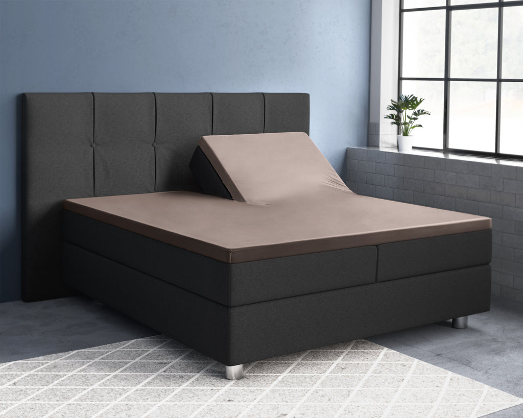 Luna Satijn | Taupe Splittopper Hoeslaken - Perfecte pasvorm. Nacht na nacht.