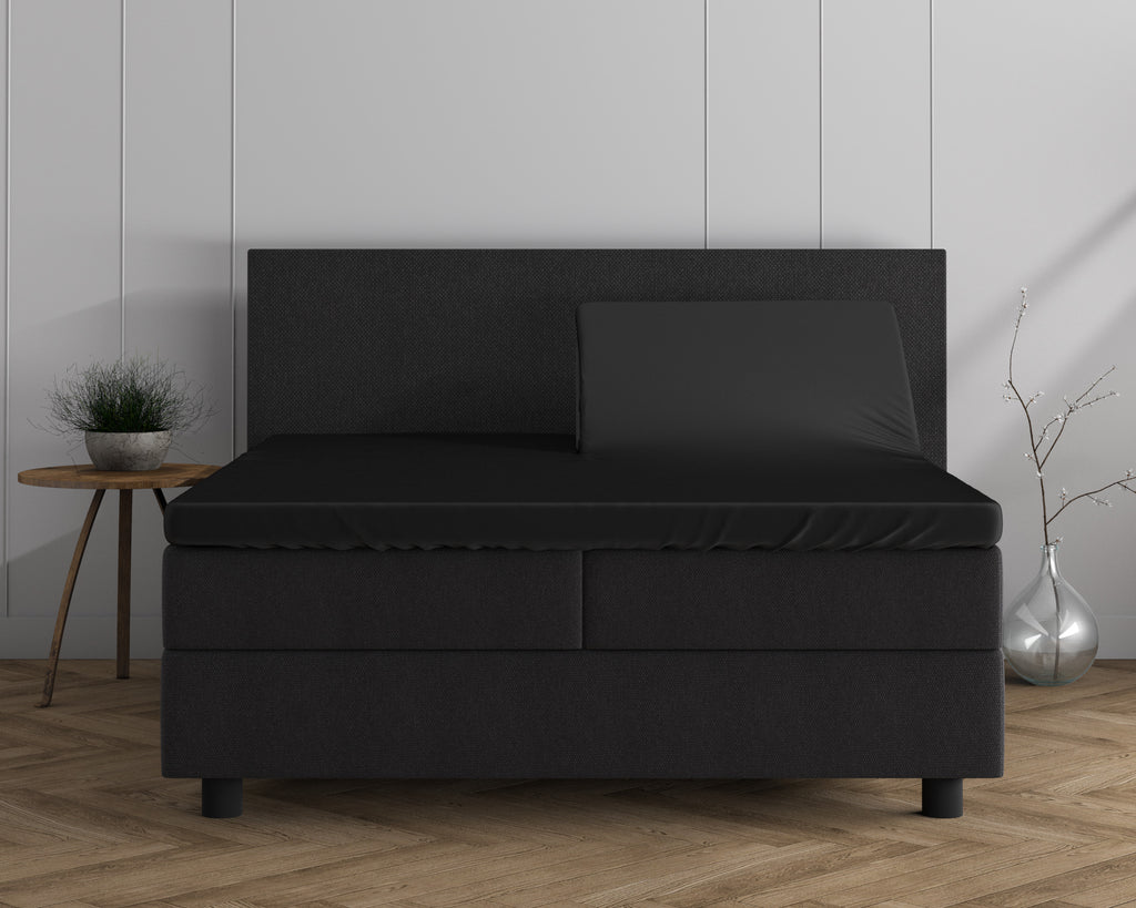 Luna Jersey Premium | Zwart Splittopper Hoeslaken - Perfecte pasvorm. Nacht na nacht.