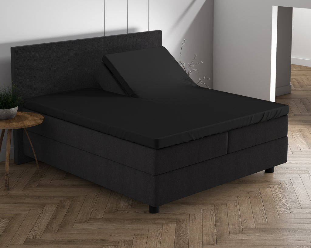 Luna Jersey Premium | Zwart Splittopper Hoeslaken - Perfecte pasvorm. Nacht na nacht.