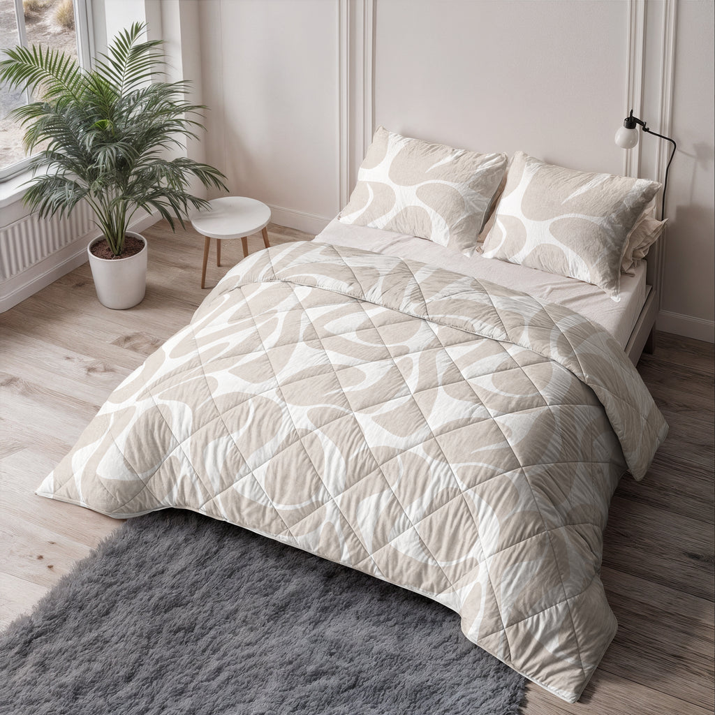 CloudSoft Balance | Kello Taupe/Zand Wasbaar Dekbed en Overtrek in 1!