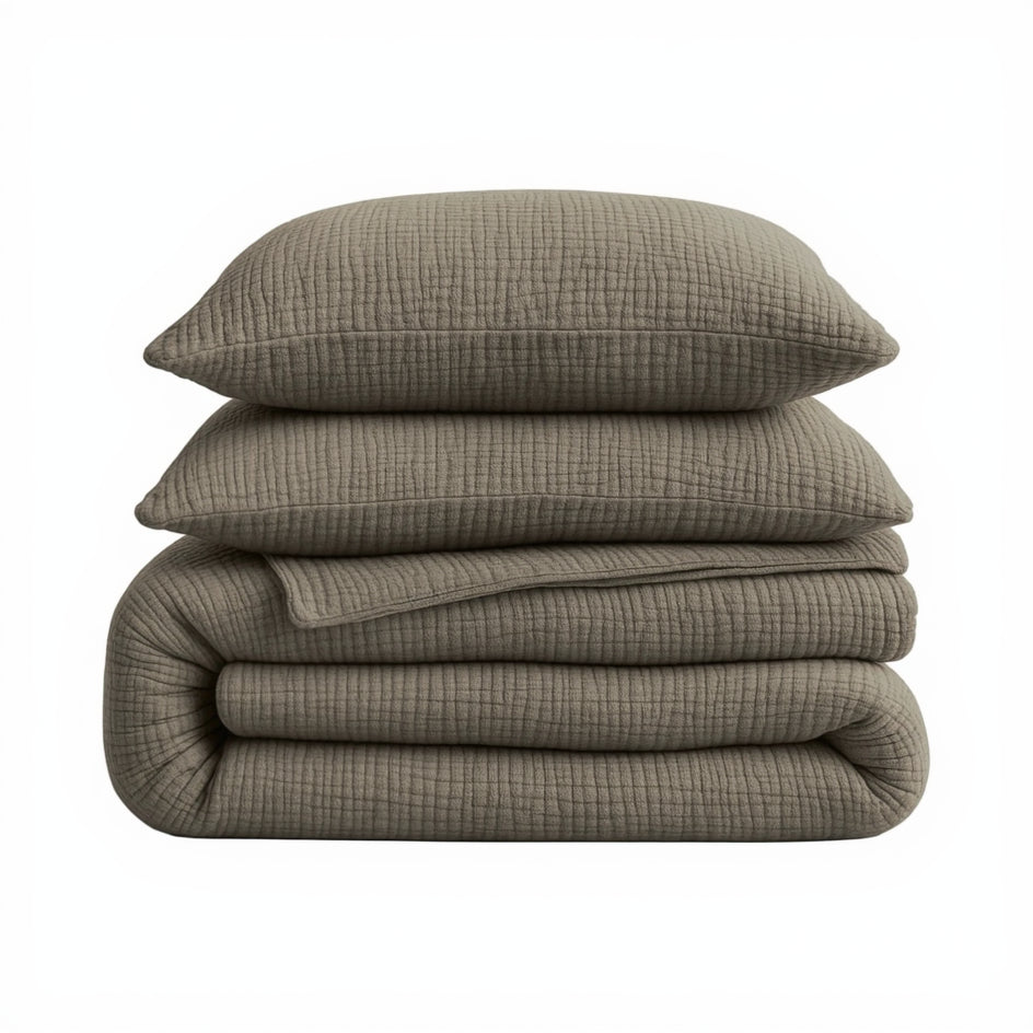 CloudSoft Mousseline | Taupe Dekbed en Overtrek in 1!