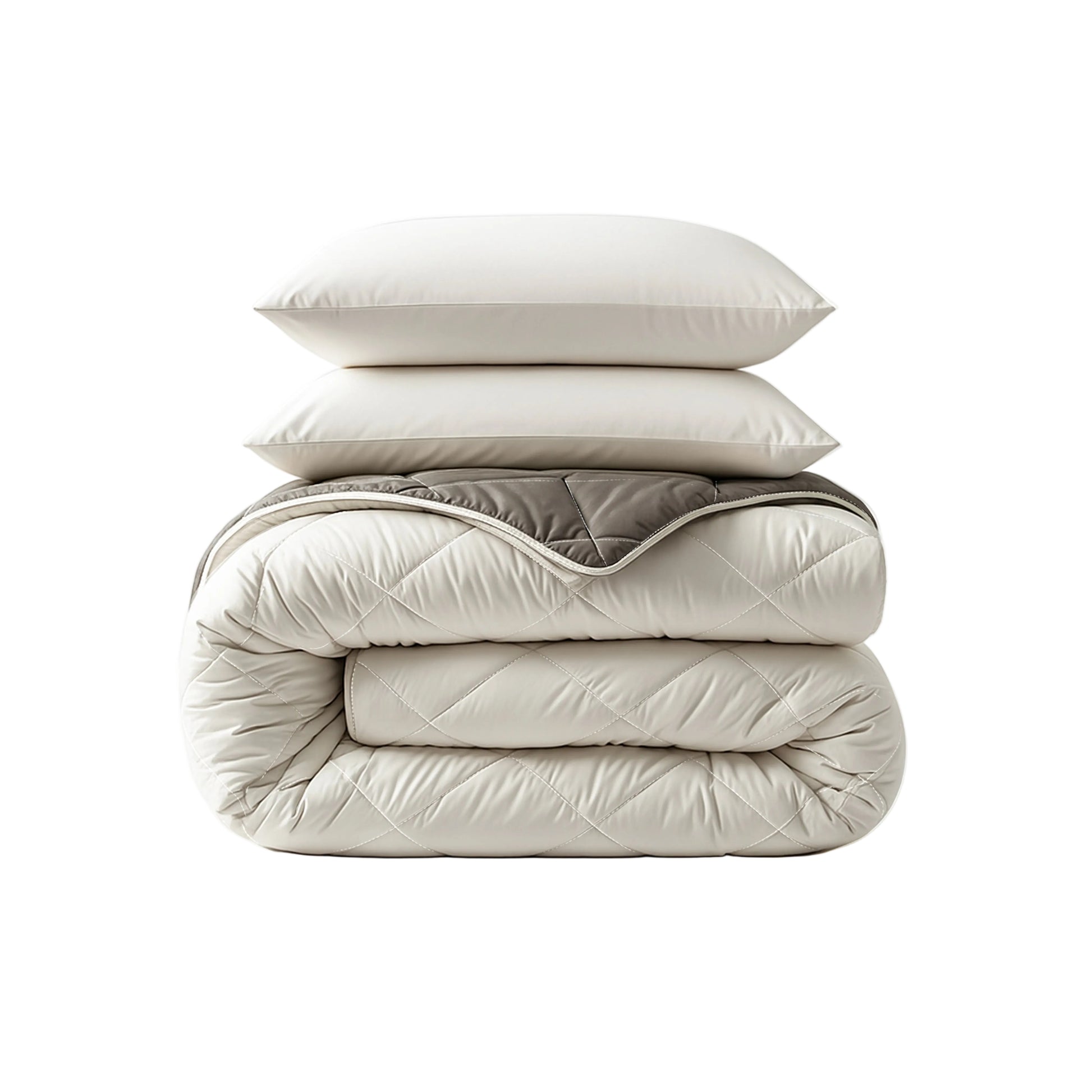 CloudSoft Diamond | Creme/Kaki Dekbed en Overtrek in 1!