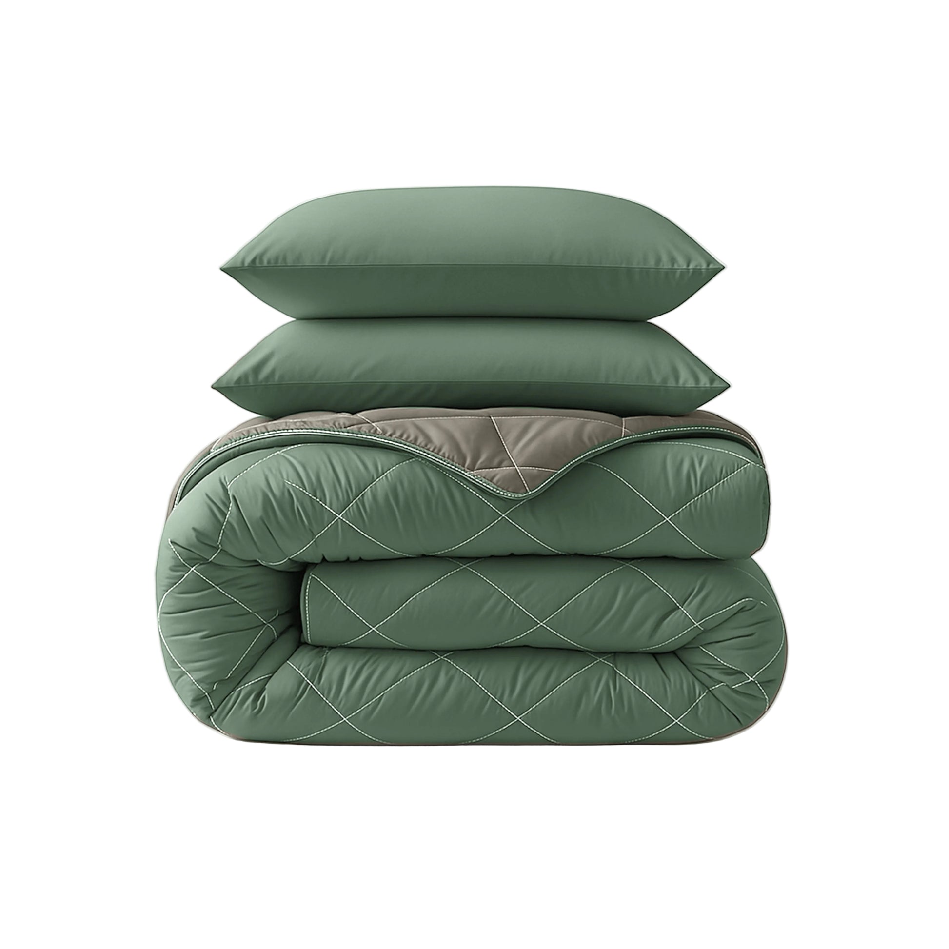 CloudSoft Diamond | Groen/Kaki Dekbed en Overtrek in 1!