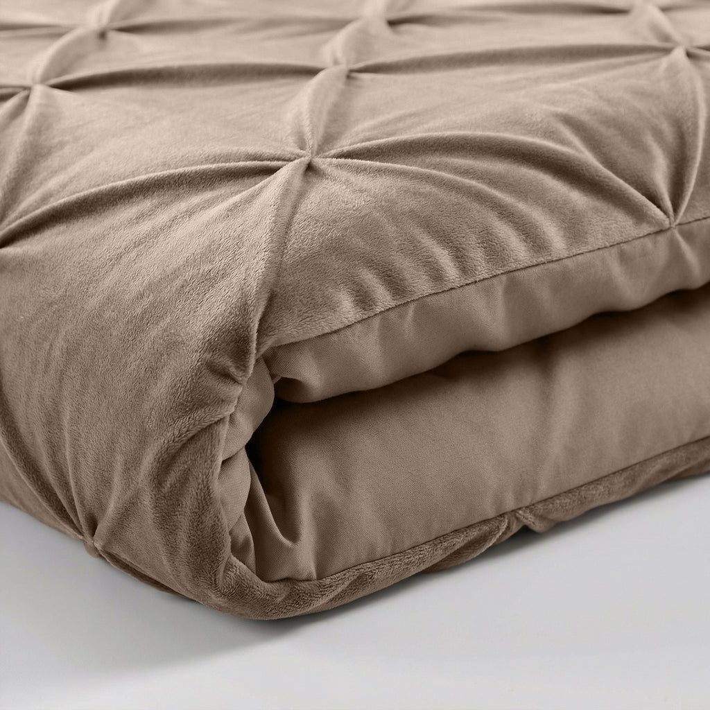 CloudSoft Velvet Pintuck | Taupe Wasbaar Dekbed en Overtrek in 1!