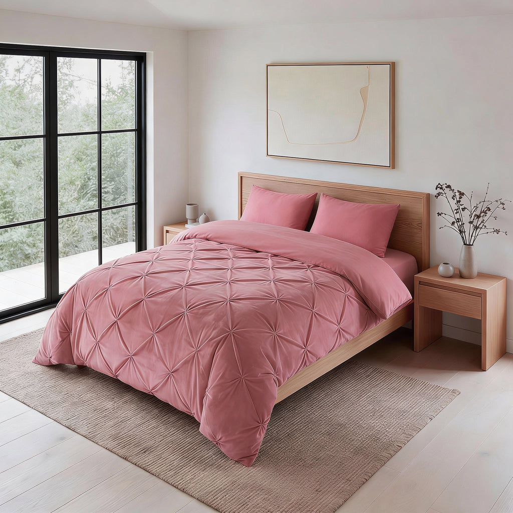 CloudSoft Velvet Pintuck | Roze Wasbaar Dekbed en Overtrek in 1!