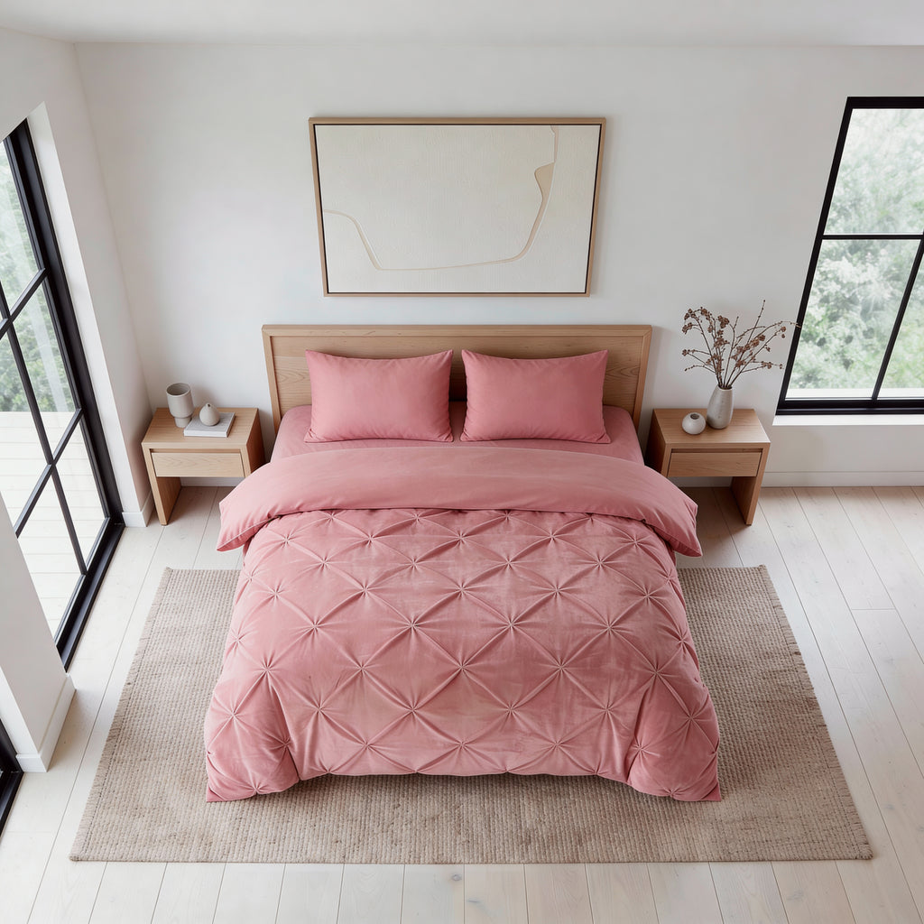 CloudSoft Velvet Pintuck | Roze Wasbaar Dekbed en Overtrek in 1!