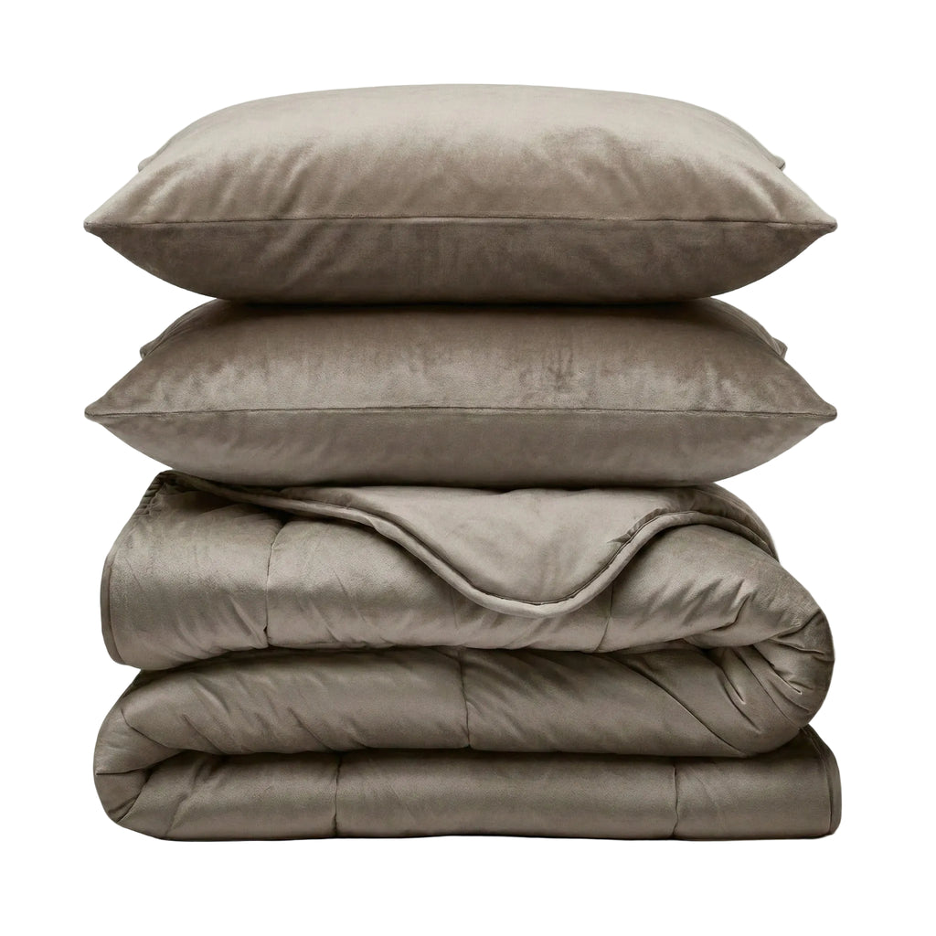 CloudSoft Velvet | Taupe/Bruin Dekbed en Overtrek in 1!