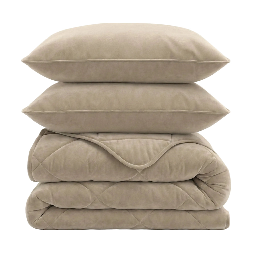 CloudSoft Velvet Pintuck | Zand Wasbaar Dekbed en Overtrek in 1!