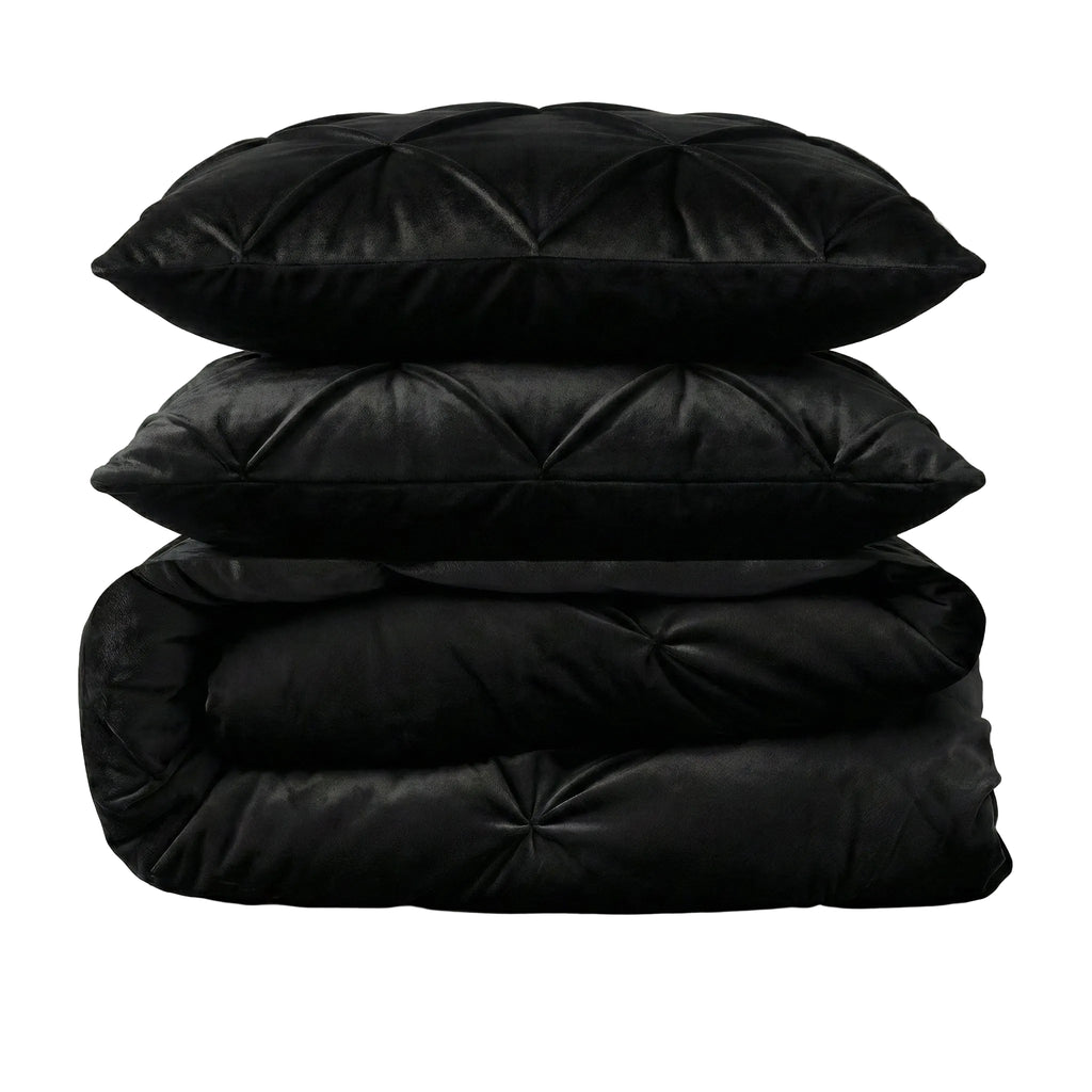 CloudSoft Velvet Pintuck | Zwart Wasbaar Dekbed en Overtrek in 1!