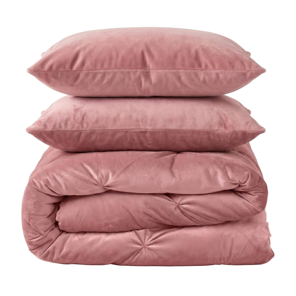 CloudSoft Velvet Pintuck | Roze Wasbaar Dekbed en Overtrek in 1!