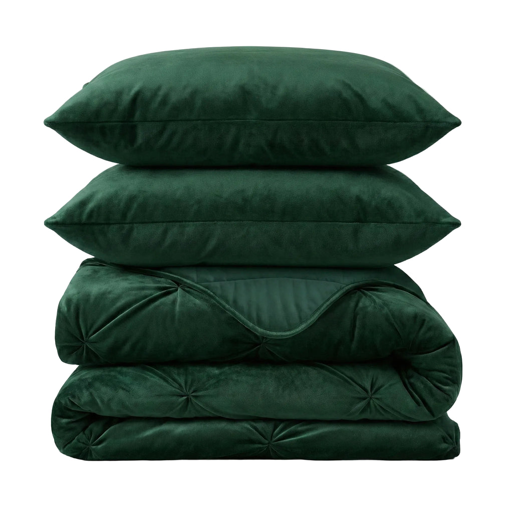 CloudSoft Velvet Pintuck | Groen Wasbaar Dekbed en Overtrek in 1!